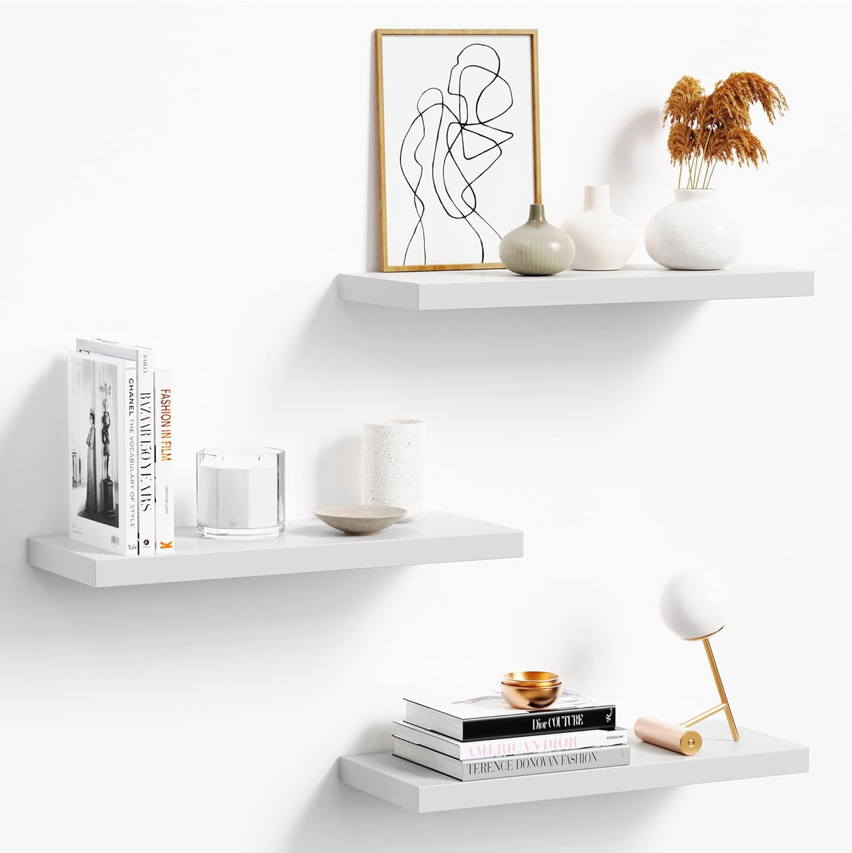 Estante Flotante de Madera, Set de 3, 16 para Decoración
