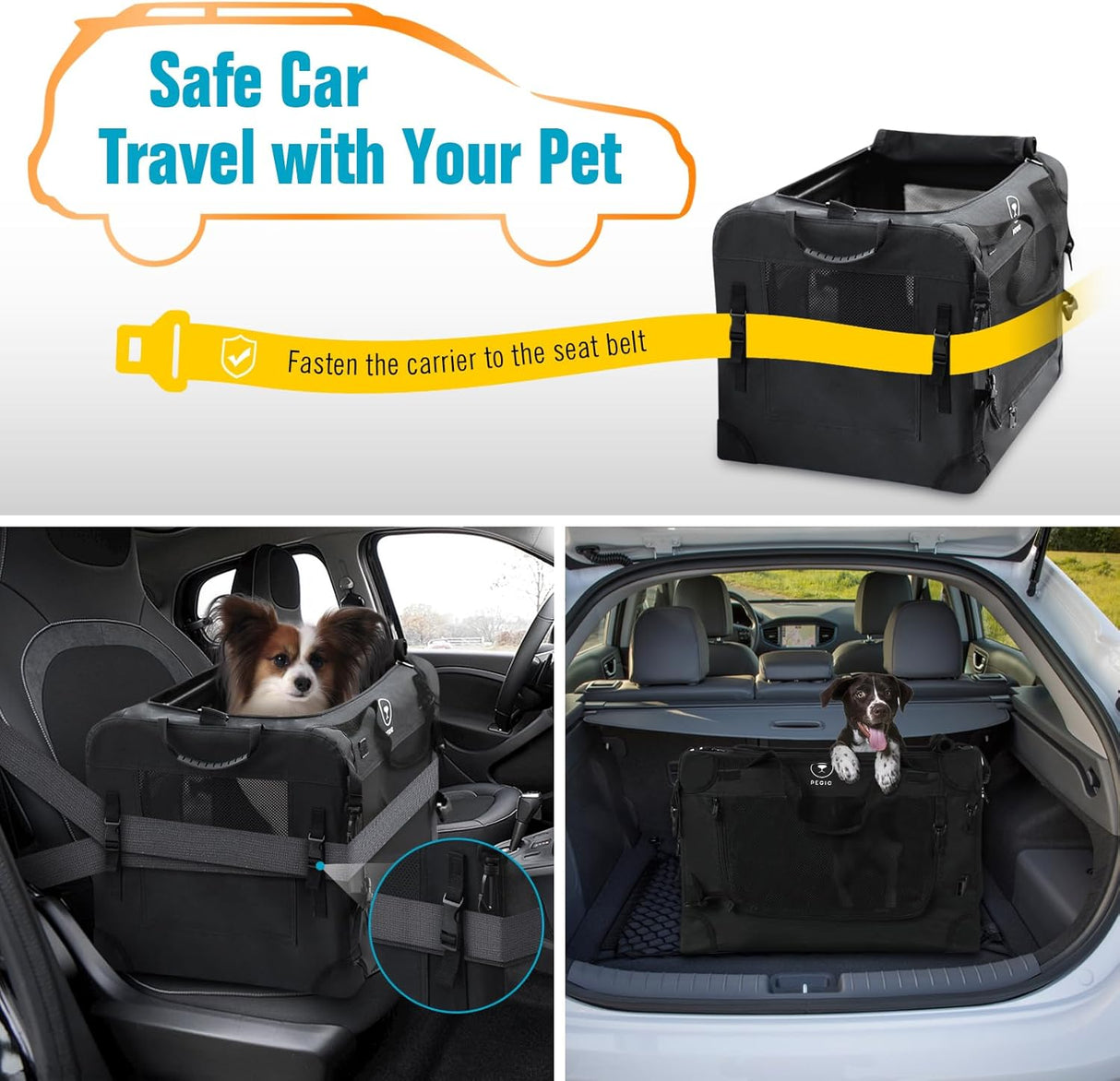 Transportadora de Gatos Pegic, Suave, Colapsable, XL para 2 Kittens