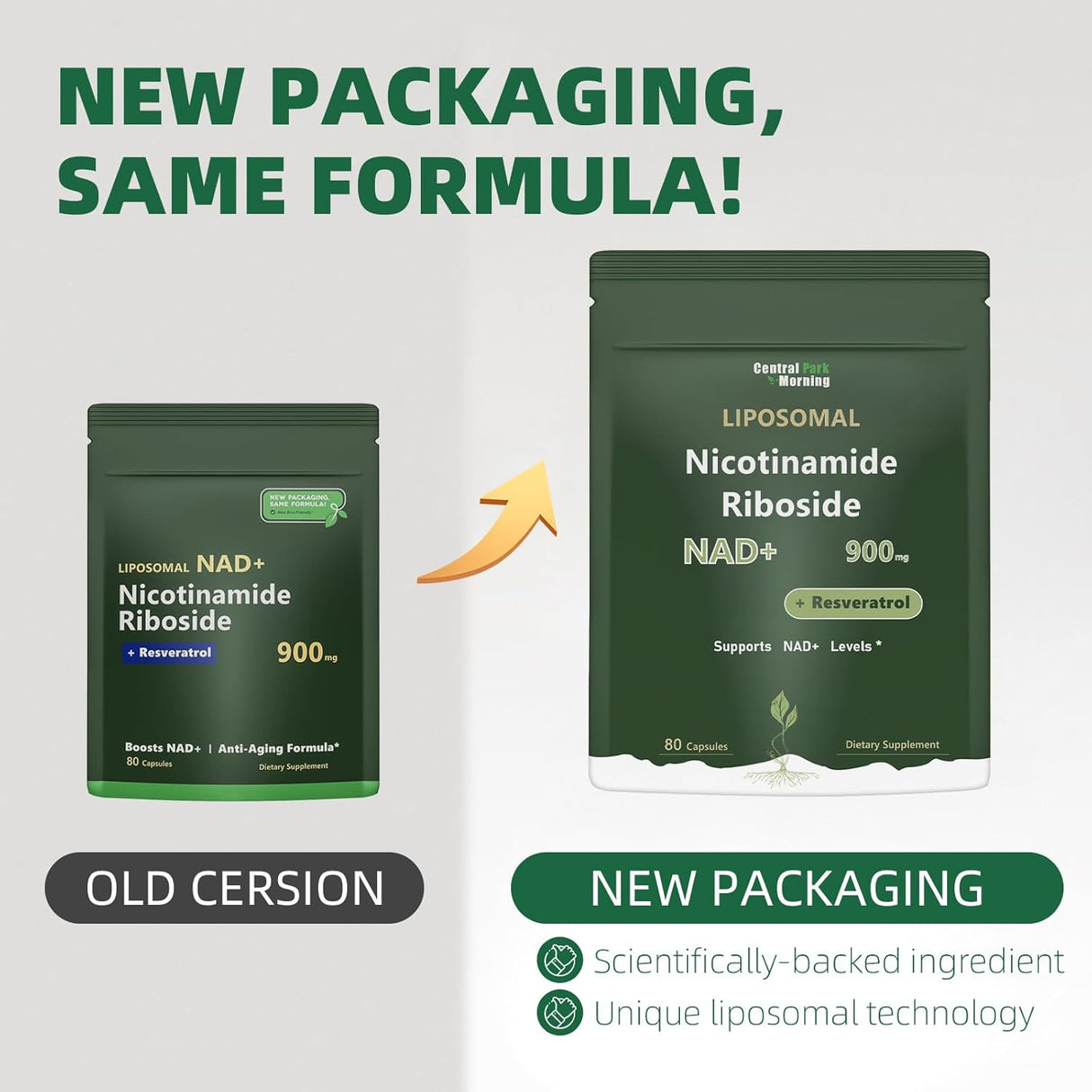 Suplemento NAD+, Nicotinamida Ribósido 900mg, 80 Cápsulas