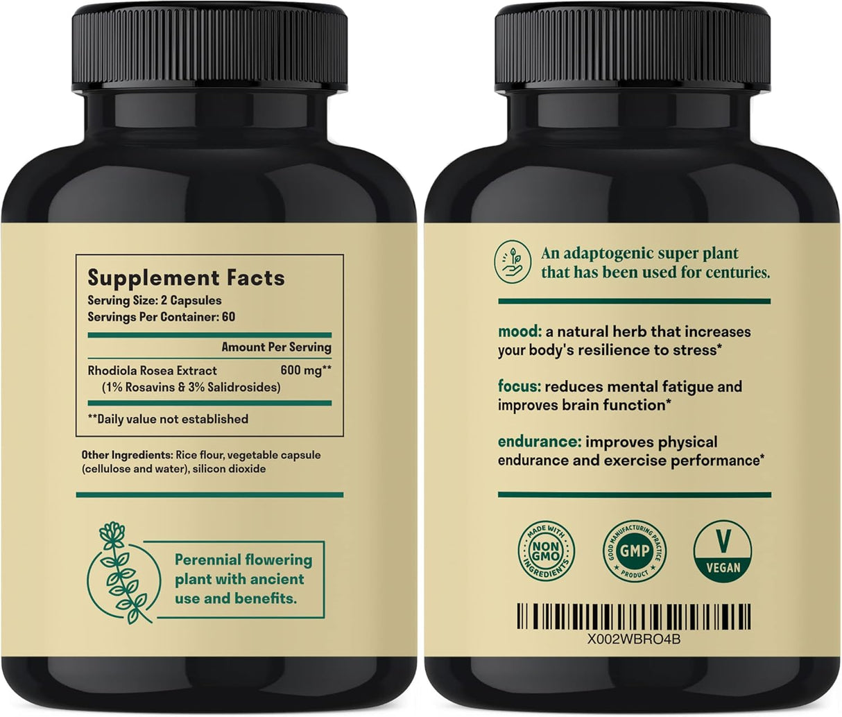 Suplemento Rhodiola Rosea 120 cápsulas Ultra potente 120 und