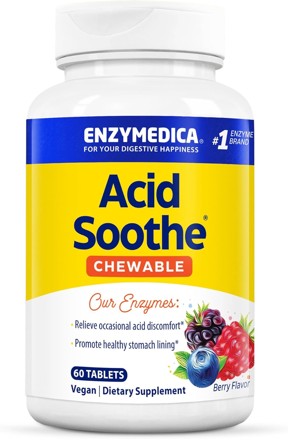 Suplemento Enzymedica, El ácido calmante masticable 60 und