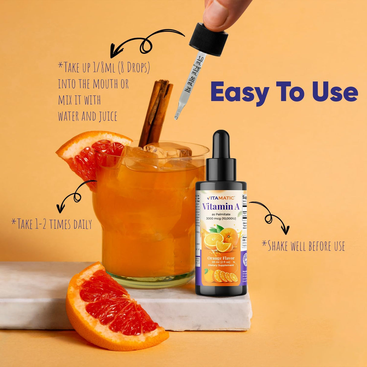 Vitamatic Vitamin A Líquido Sin Azúcar 10,000 IU 2 oz