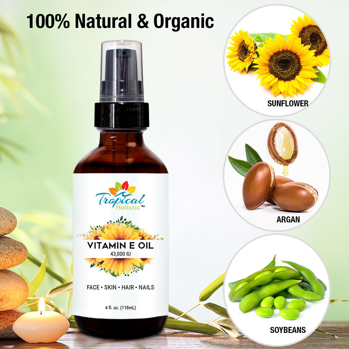 Aceite de Vitamina E Orgánico 100% Natural para Piel y Cabello