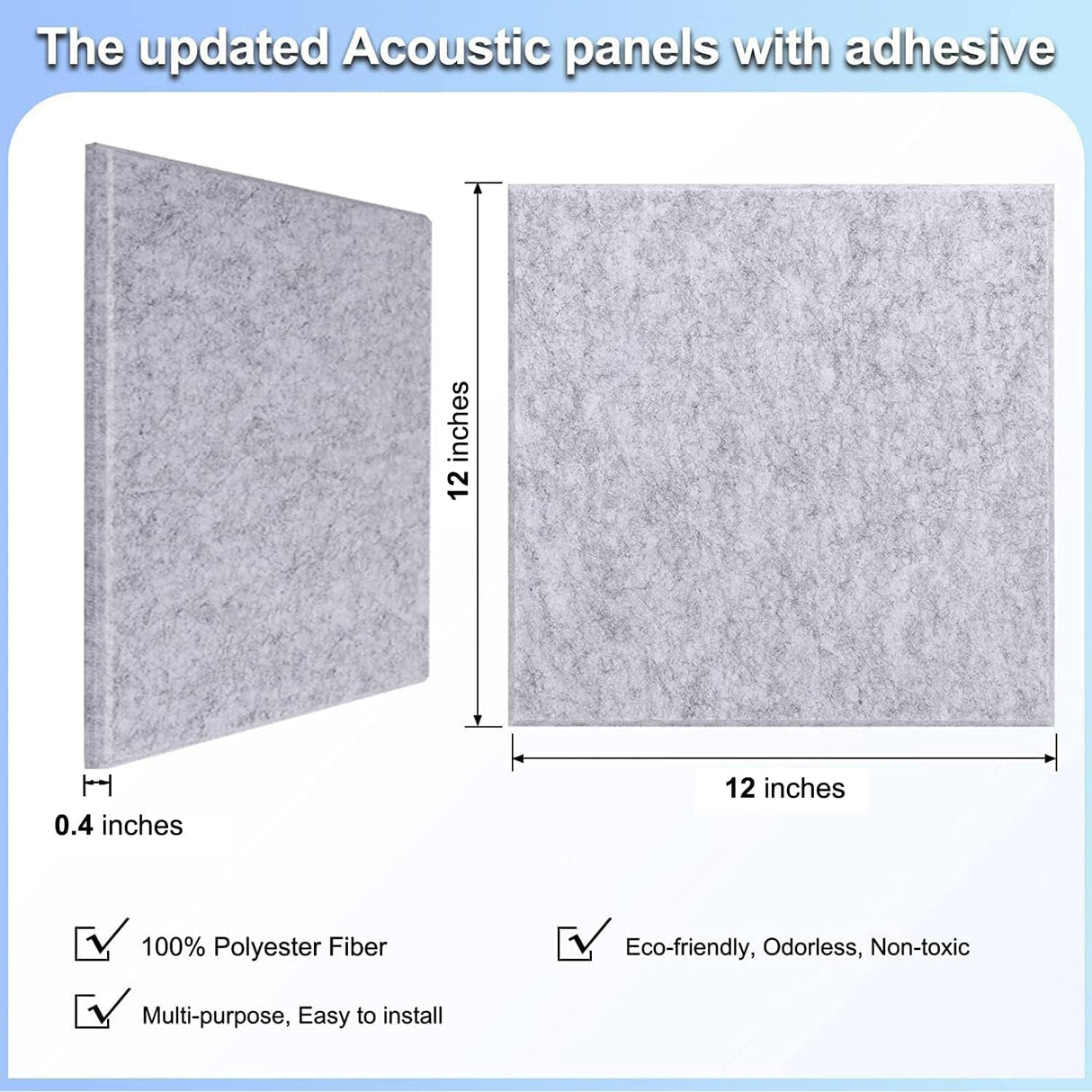 Paneles Acústicos 12x12x0.4 - Alta Densidad - 18 Piezas