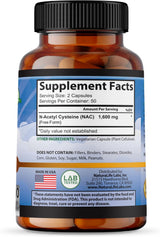 NAC 1600 mg de NaturaLife Labs - Soporte Inmunológico 100 Caps