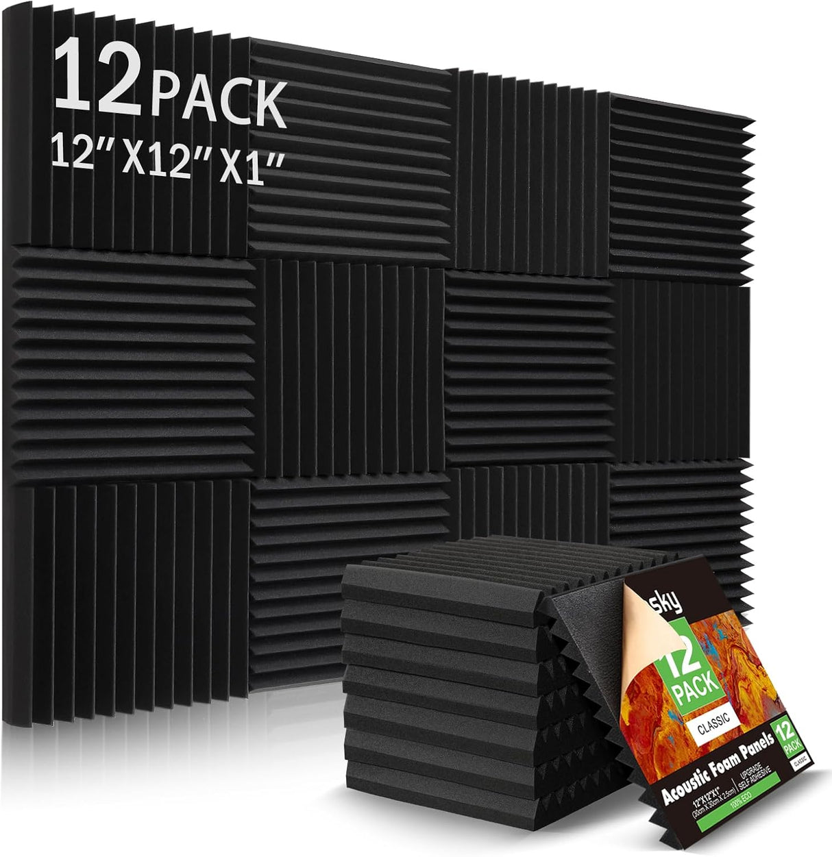 Paneles Acústicos 12 Pzs, Espuma Aislante, 1 X 12 X 12