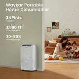 Deshumidificador Waykar 2000 Sq. Ft, Eficiente, Modelo 2025