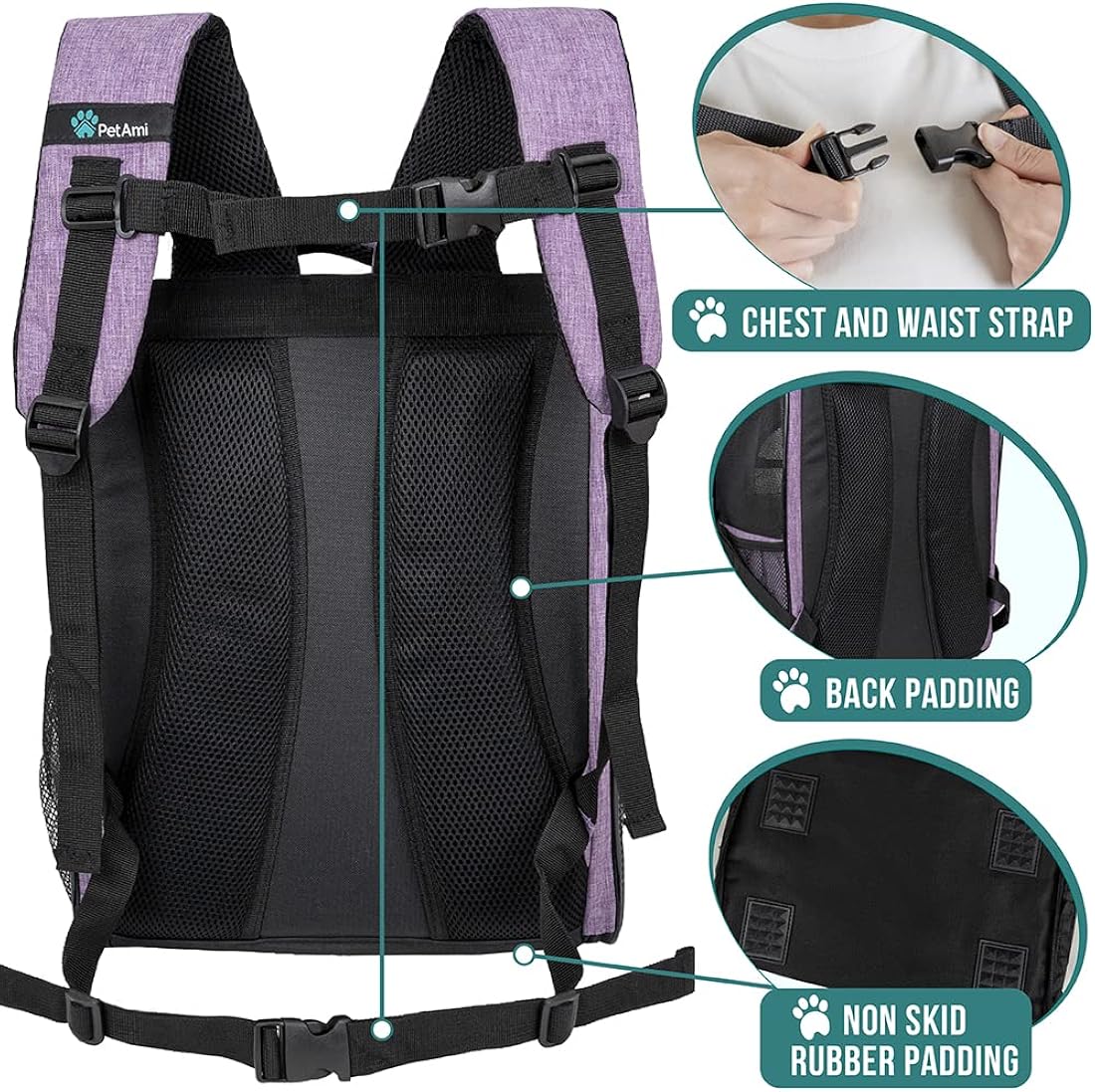 Mochila de lujo para gatos diseño ventilado lila