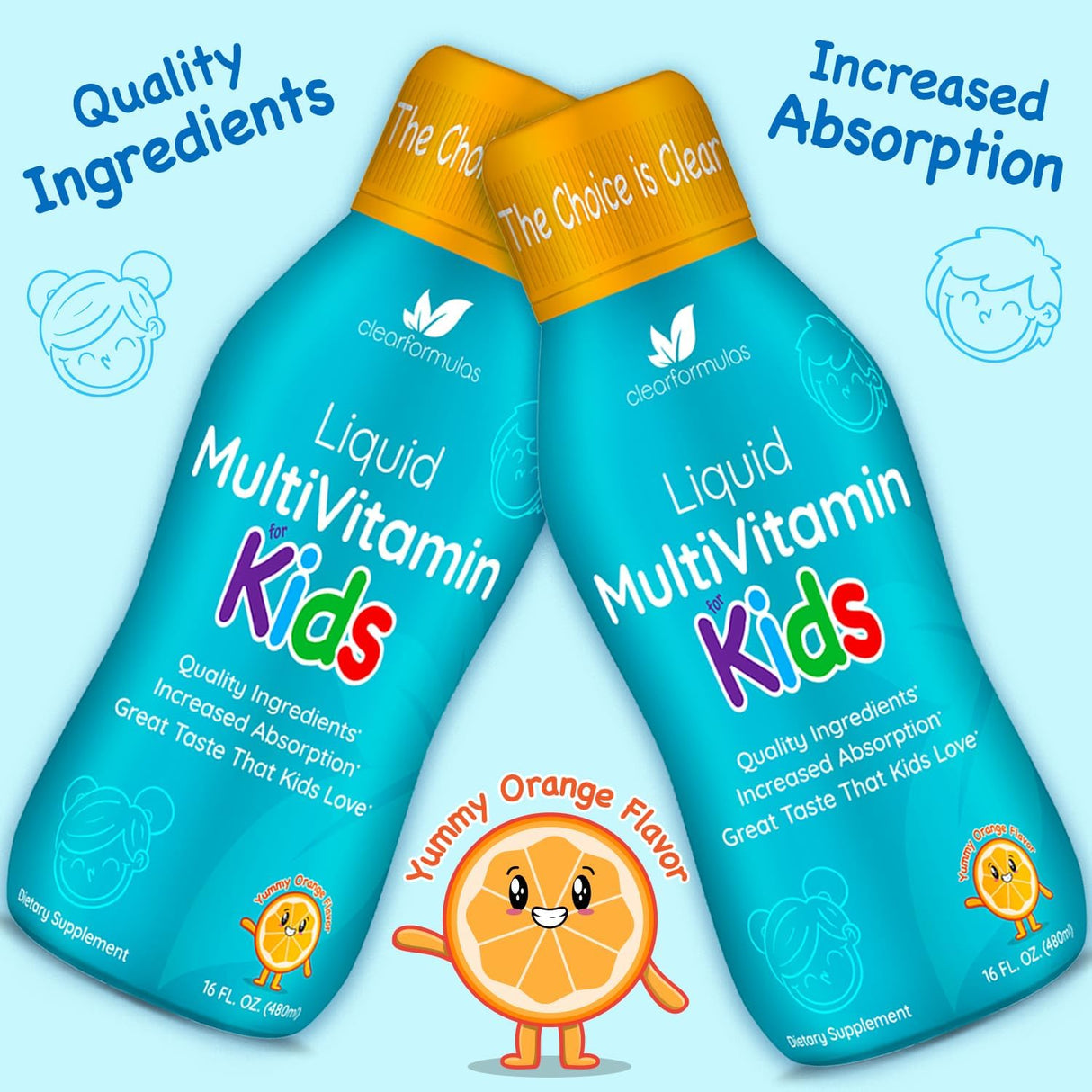 Multivitamínico líquido sin azúcar para niños, 32 porciones
