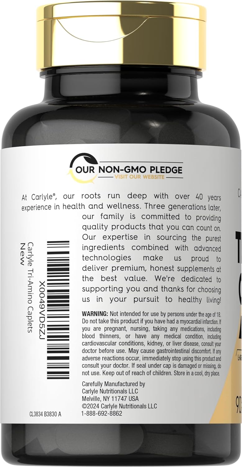 Suplemento Tri-Amino L-Arginina Carlyle, 90 Caplets, Vegano