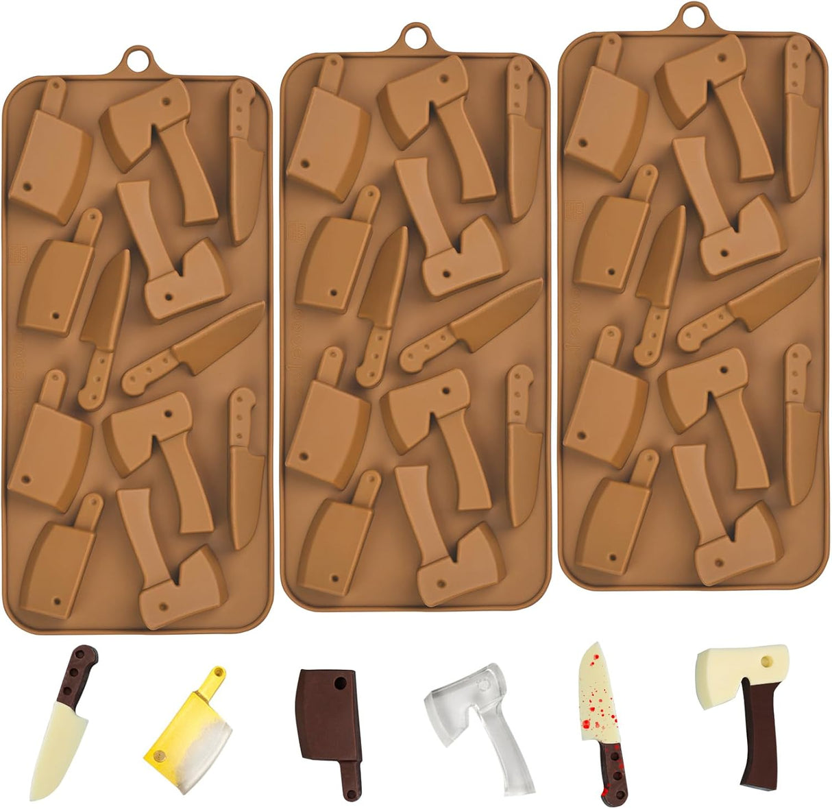 Moldes de Chocolate Halloween, Silicona, 3pcs, para Resina y Jabón