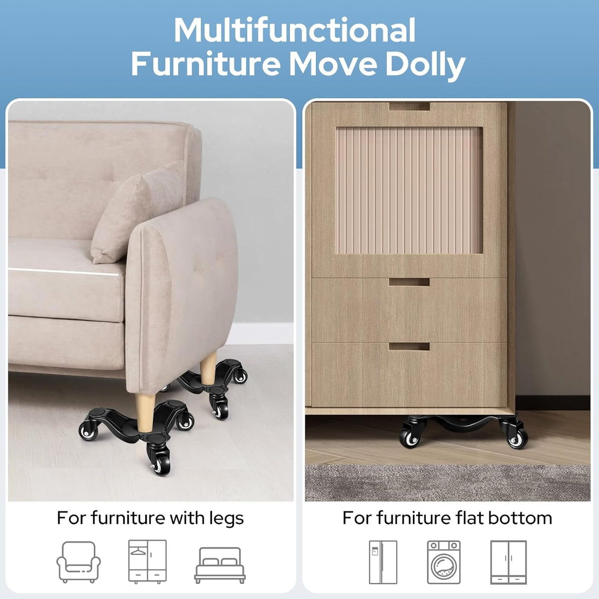 Dolly Móvil KEDSUM 1150 Lbs Capacidad, 3 Ruedas, Tri-Dolly