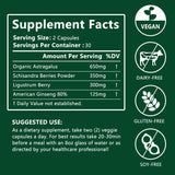 Extracto orgánico de raíz de astrágalo 650 mg  Schisandra