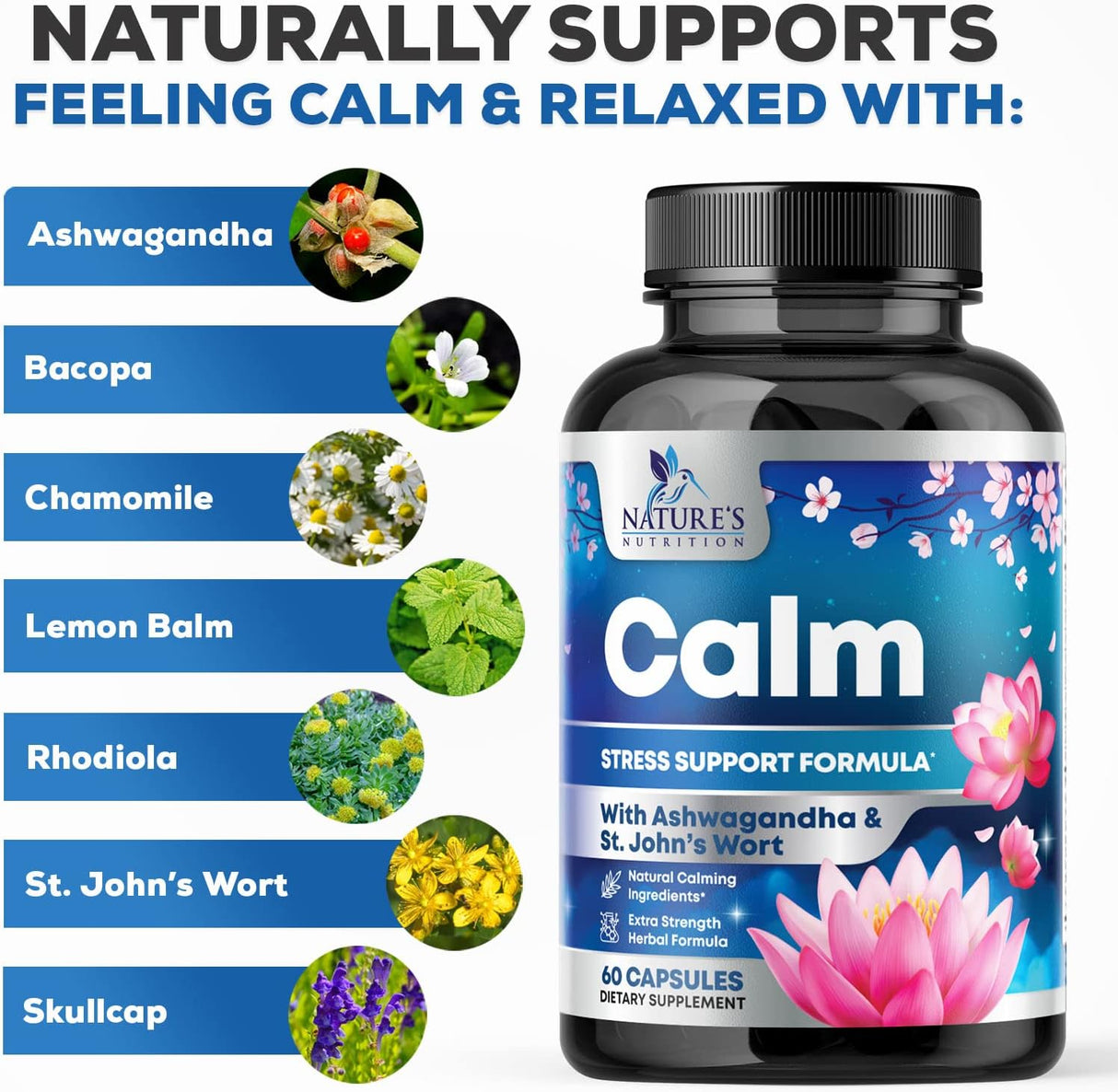 Suplemento Natur Nutrition con magnesio apoyo para la calma