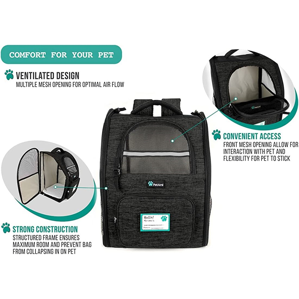 Mochila de lujo para gatos diseño ventilado color gris