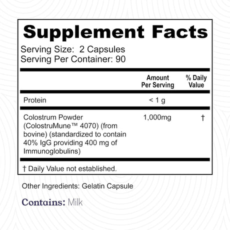 Cápsulas de Colostro 180ct - Inmunidad y Salud Digestiva