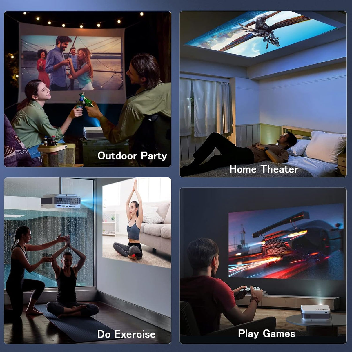 Proyector FUDONI 1080P WiFi 5G, portátil con pantalla 300