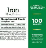 Suplemento Natures Bounty Hierro 65 mg 100 und pack 3