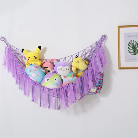 Hamaca de Almacenamiento de Peluches, Boho, Macrame, Modelo Net