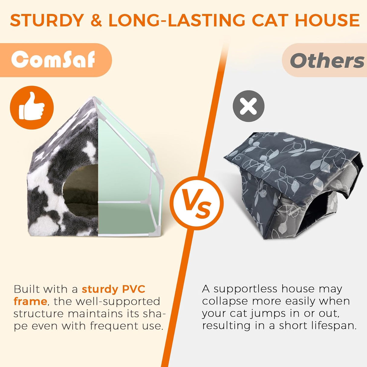 Cueva para Gatos ComSaf - Casa de Invierno, Lavable, Plush