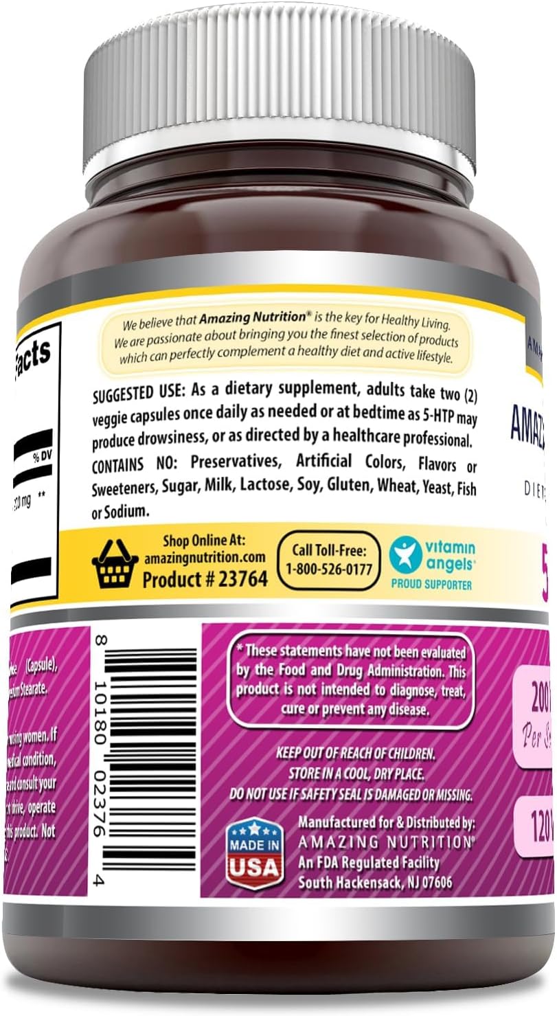 Suplemento 5 HTP Amazing Formulas 200 mg Veggie 120 Cápsulas