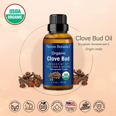 Aceite esencial de clavo orgánico para aliviar el dolor