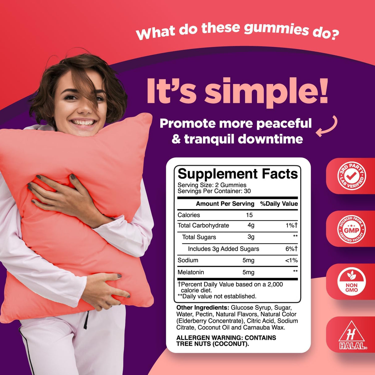 Suplemento de sueño profundo con vitaminas  5 mg gomitas