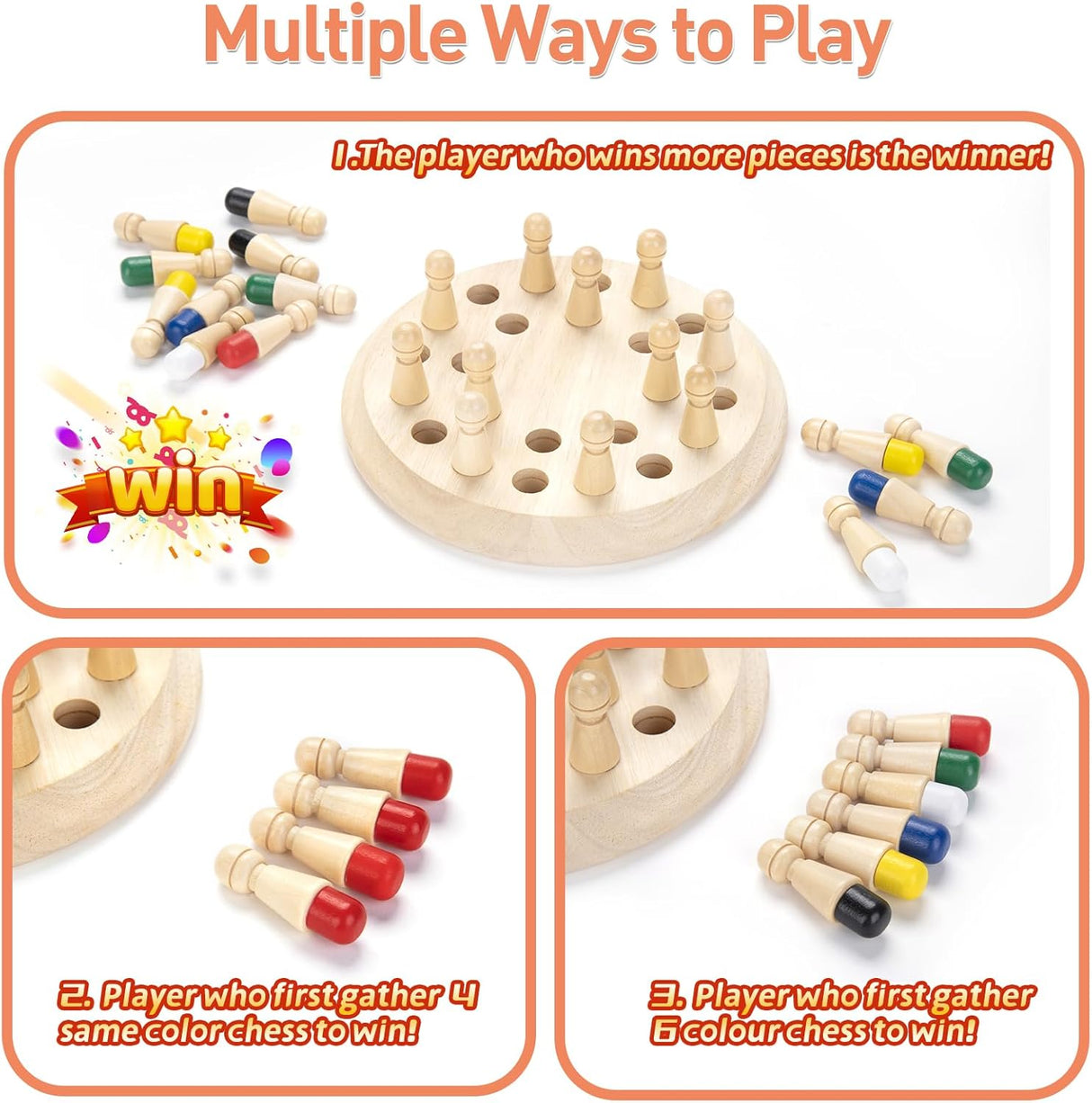 Juego de Memoria de Madera, Juguete Educativo Montessori, 3+ Años