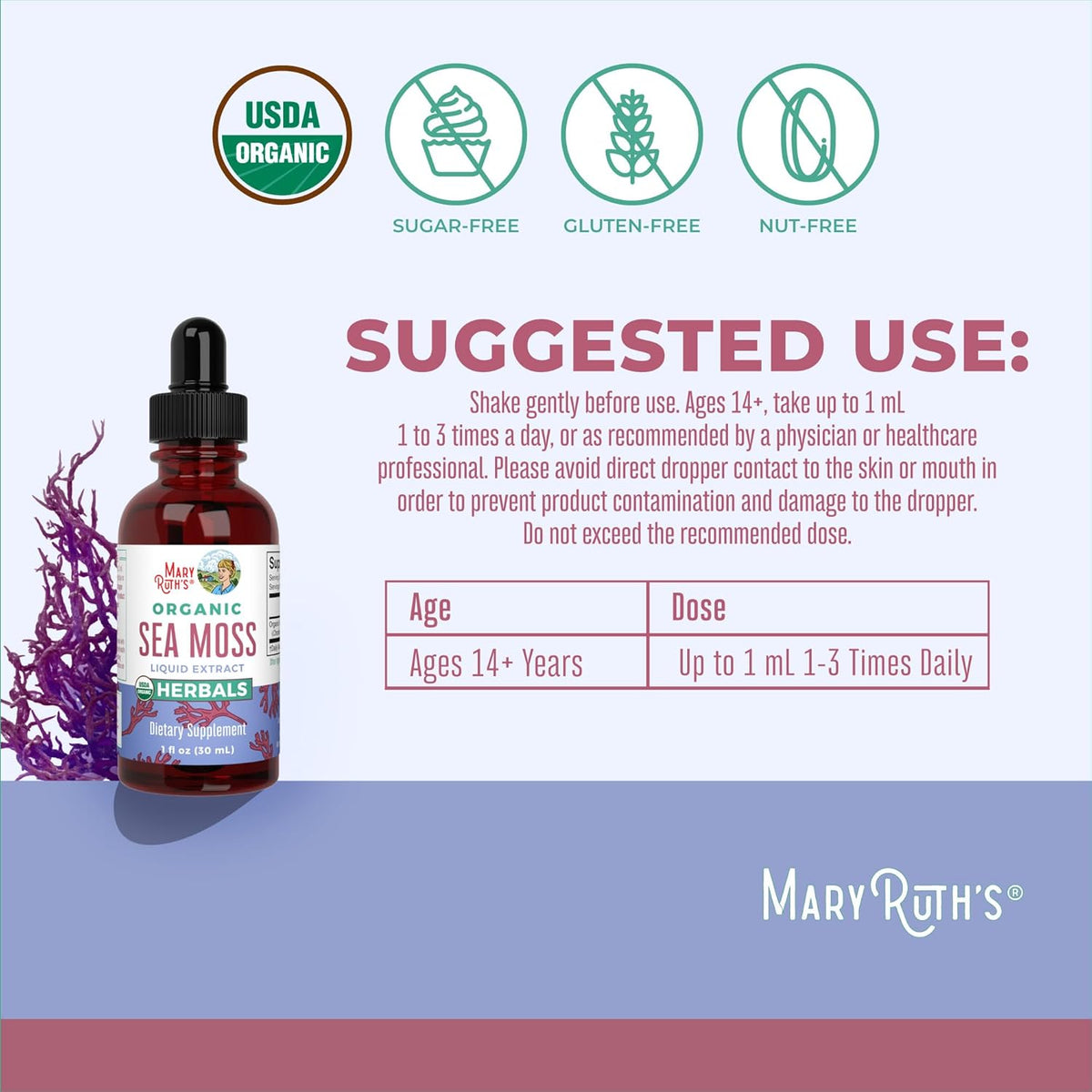 Suero de alga marina irlandesa MaryRuth Organics orgánico, sin azúcar