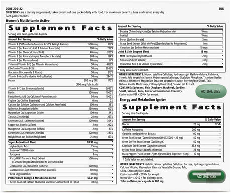Suplemento GNC Programa Vitapak para mujeres Energía  diario