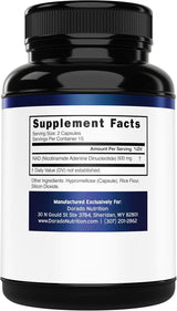 Suplemento NAD 500mg, NMN, Vegano, No GMO, 30 Cápsulas