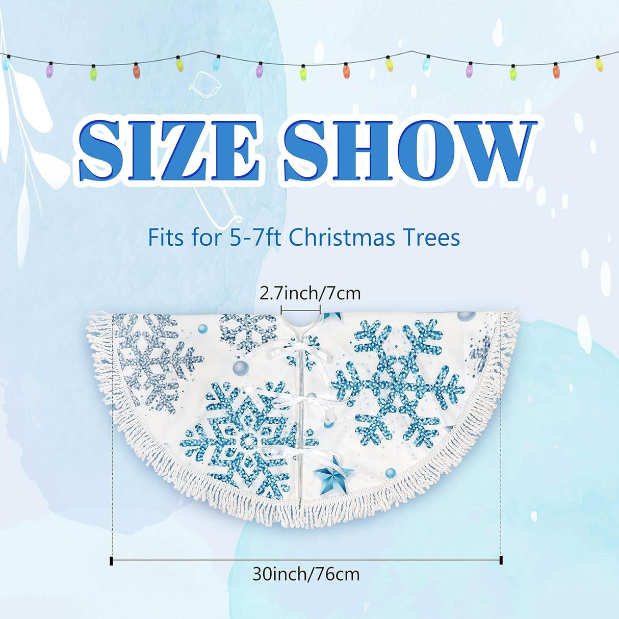 Faldón de árbol de Navidad 30 con copos de nieve, decorativo
