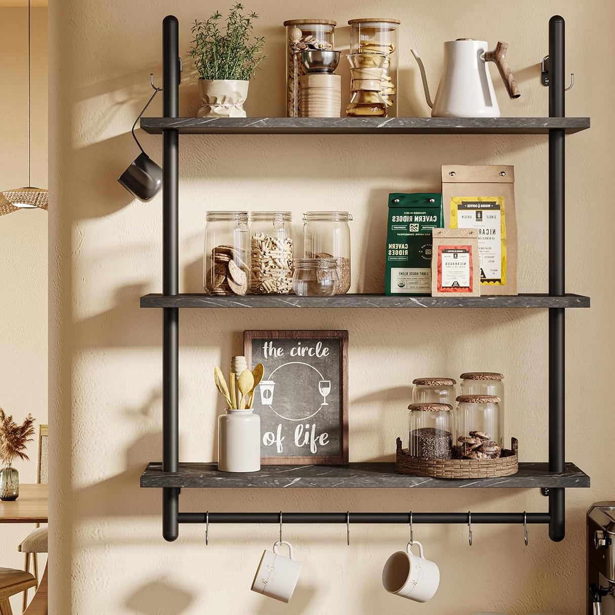 Estantería Flotante Bestier, 3 Niveles para Cocina y Baño