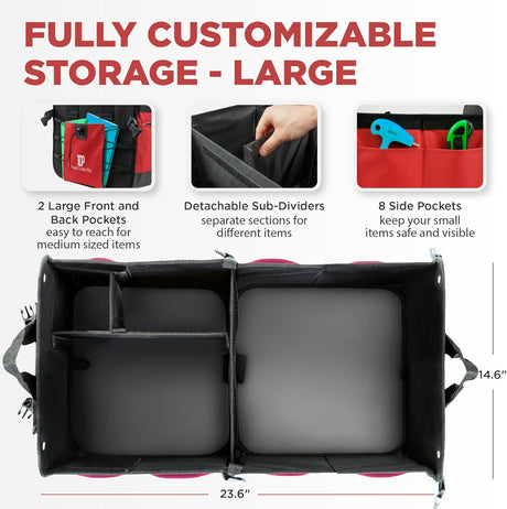 Organizador de Maletero para Auto, Compartimentos Ajustables