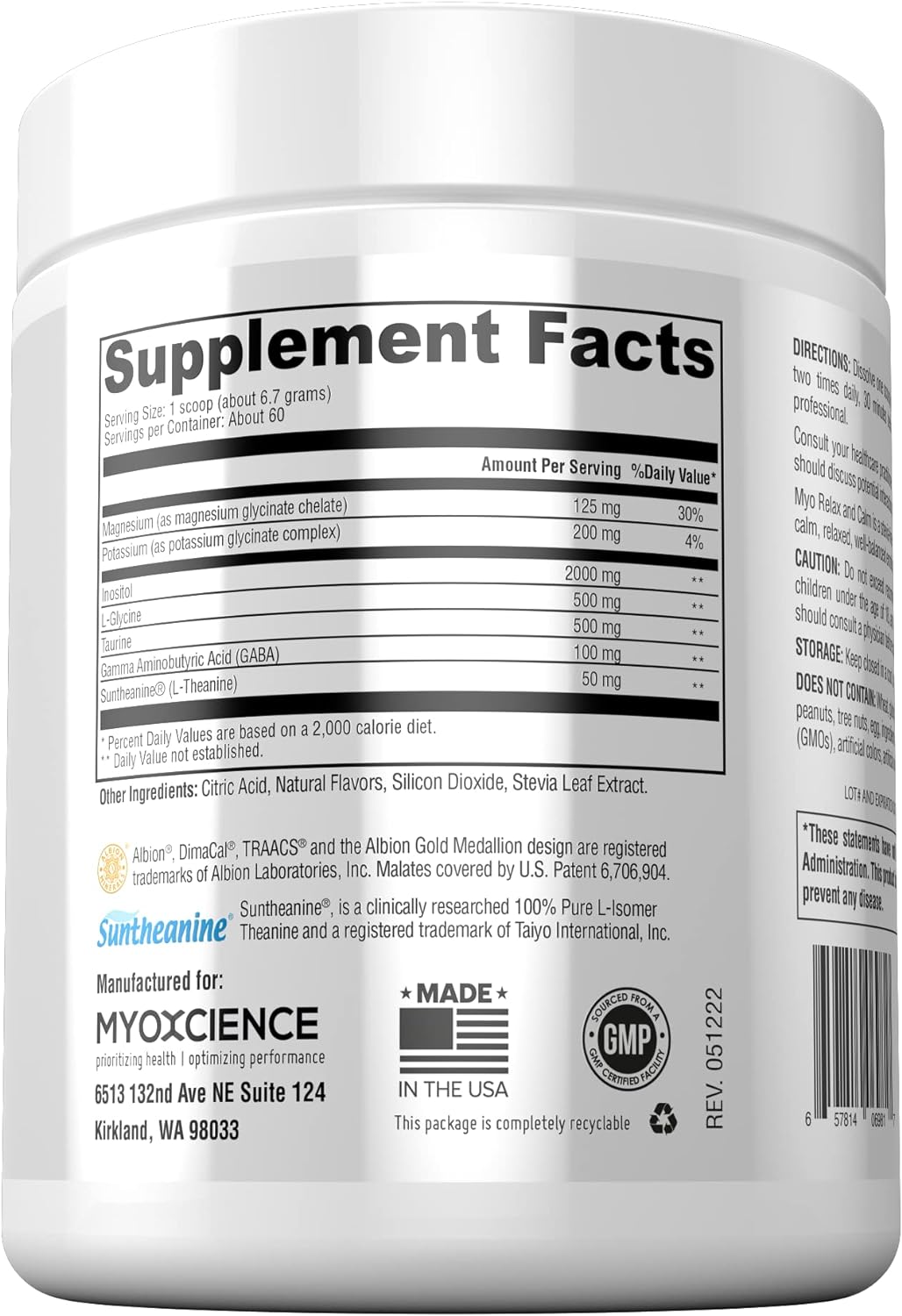 Suplementos Myo Relax &amp; Calm | Mio-inositol, L-teanina