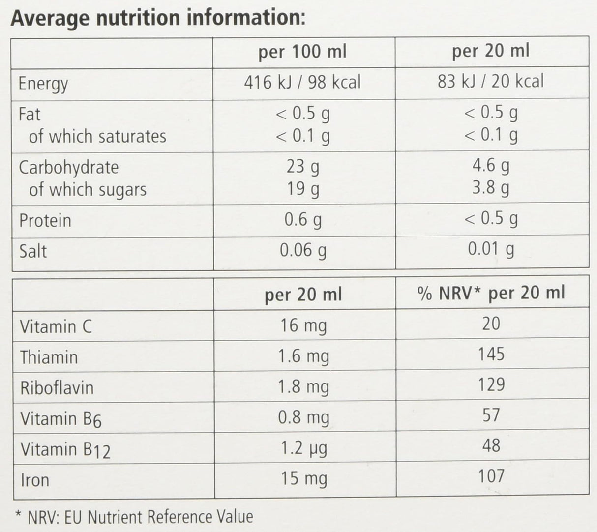 Suplemento salud óptima con vitamina D hierro vitamina B12