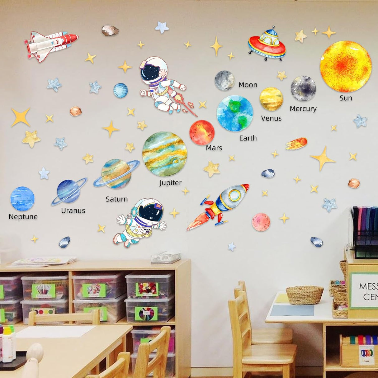 Adhesivo Pared Sistema Solar, Decoración Espacial para Niños