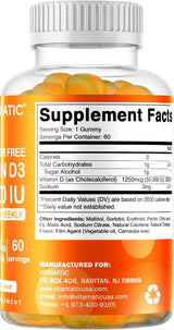 Suplemento de Vitamina D3 50,000 IU Vitamatic - 60 Gomas