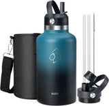 Botella de Agua de 64oz, BUZIO, Aislada, Con Paja y Funda