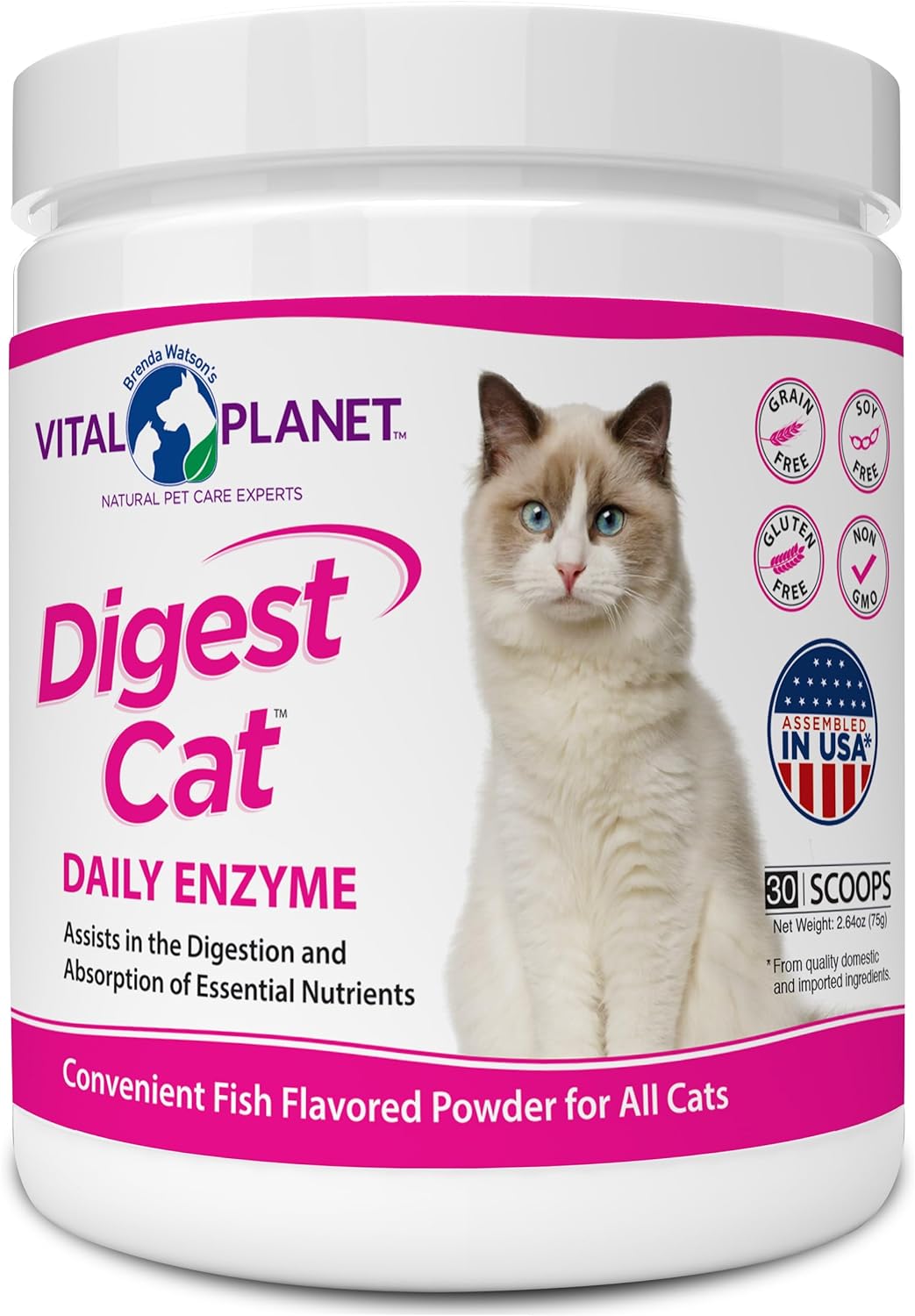 Enzimas Digestivas para Gatos Vital Planet con Calabaza y Jengibre