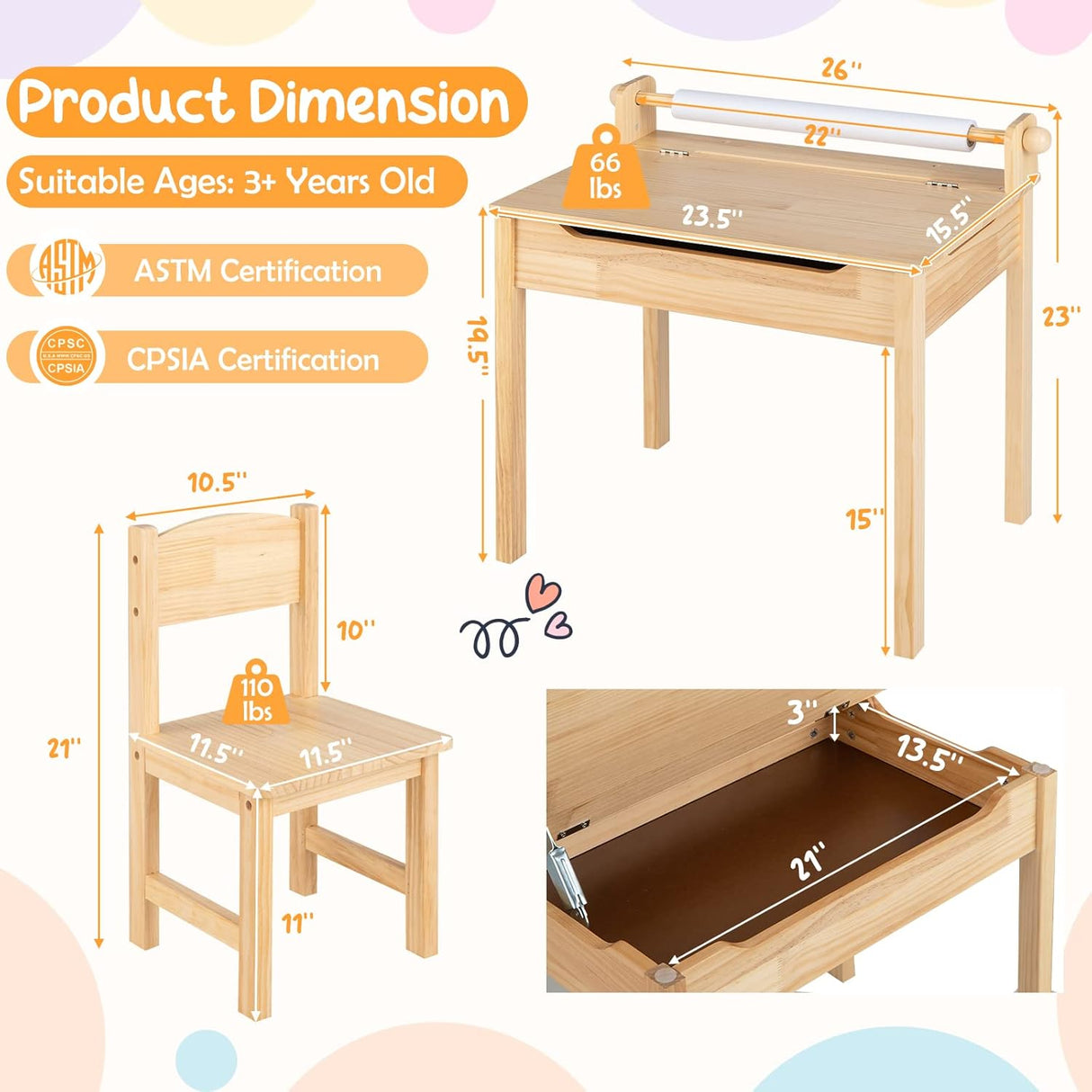 Mesa de manualidades para niños con silla para sala de juegos