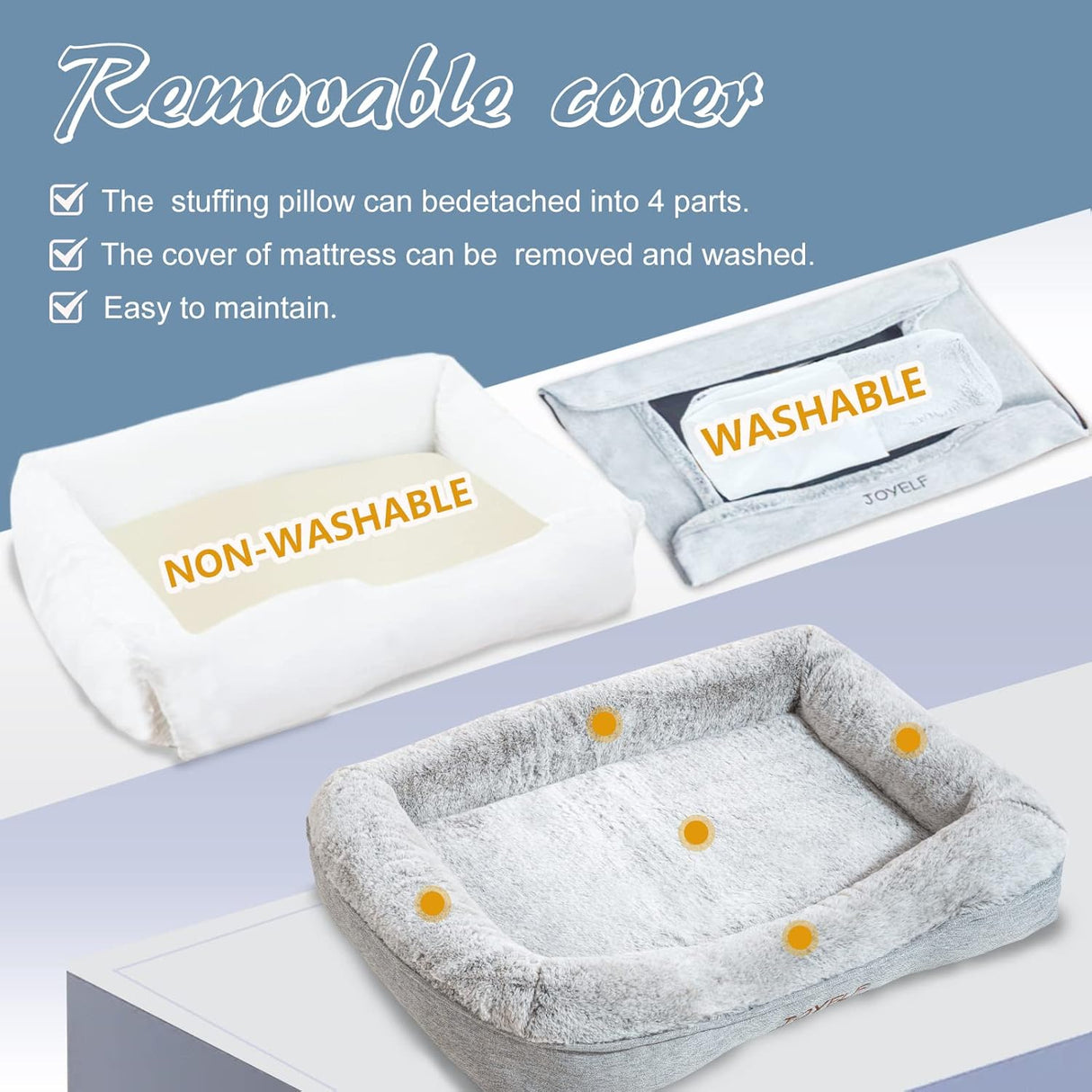 Cama ortopédica para perro JOYELF, espuma memoria, grande, modelo libre