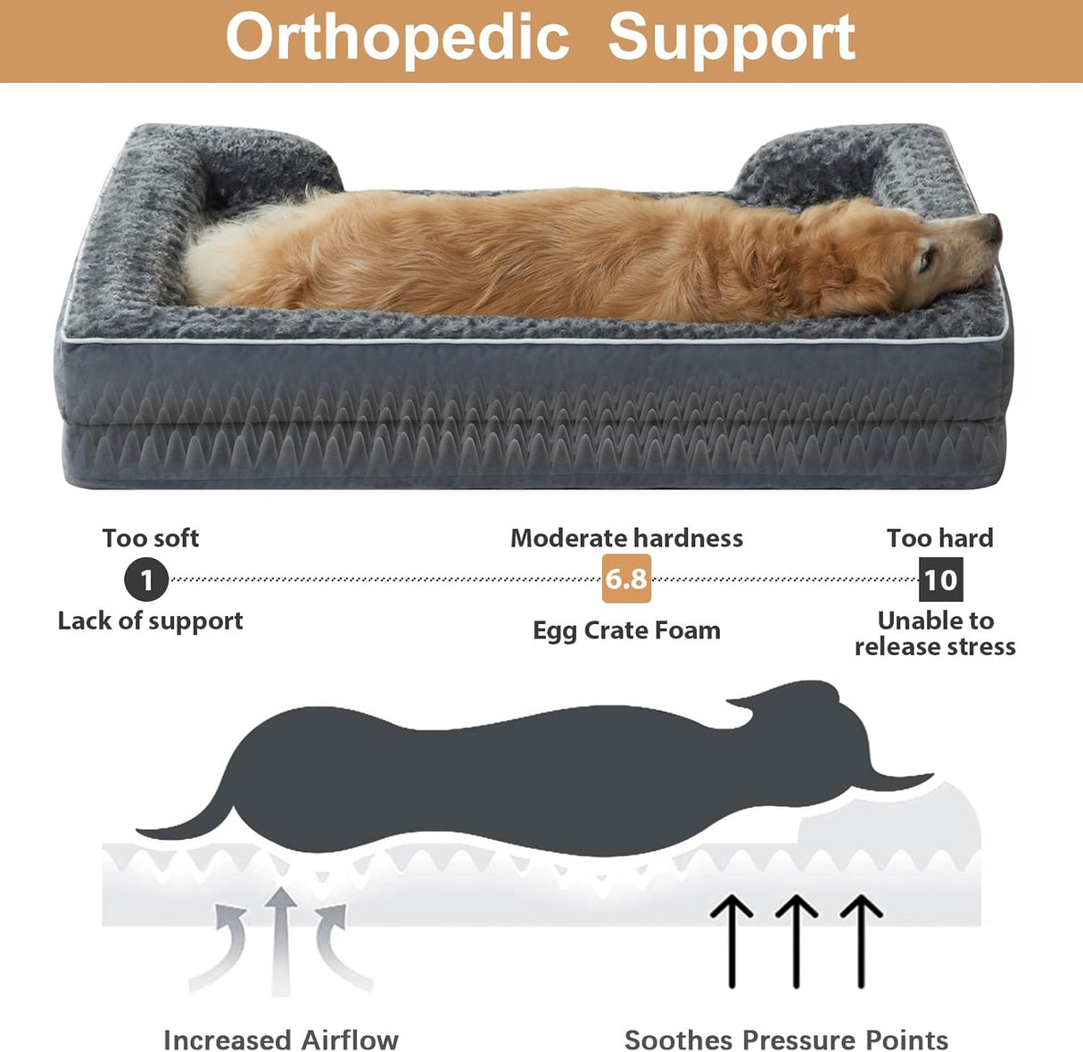 Cama para perros WNPETHOME, ortopédica, lavable, tamaño mediano