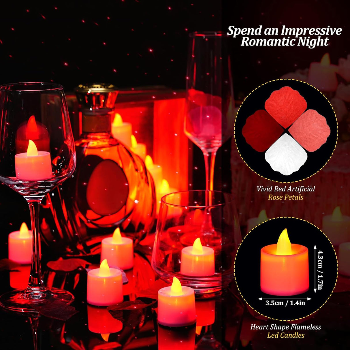 Pétalos de rosa artificiales Coume 6000 Pcs con 72 velas LED