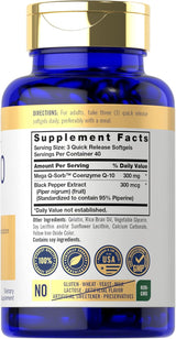 Carlyle CoQ10 300mg | 120 Softgels | Con Pimienta Negra