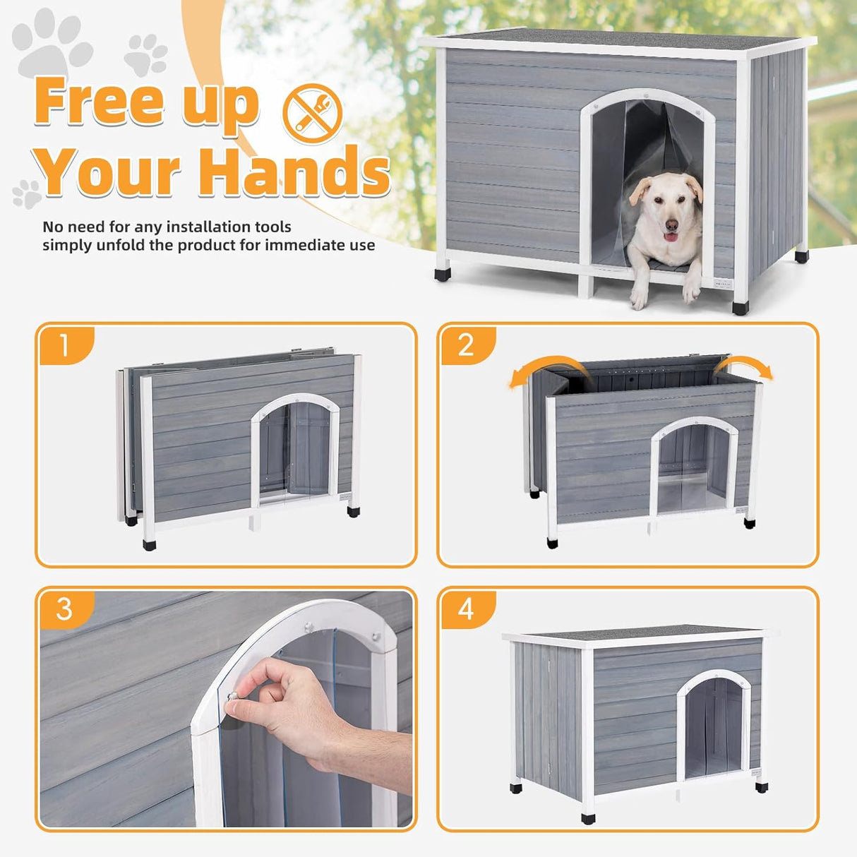 Casa para perros para exteriores no requiere herramientas