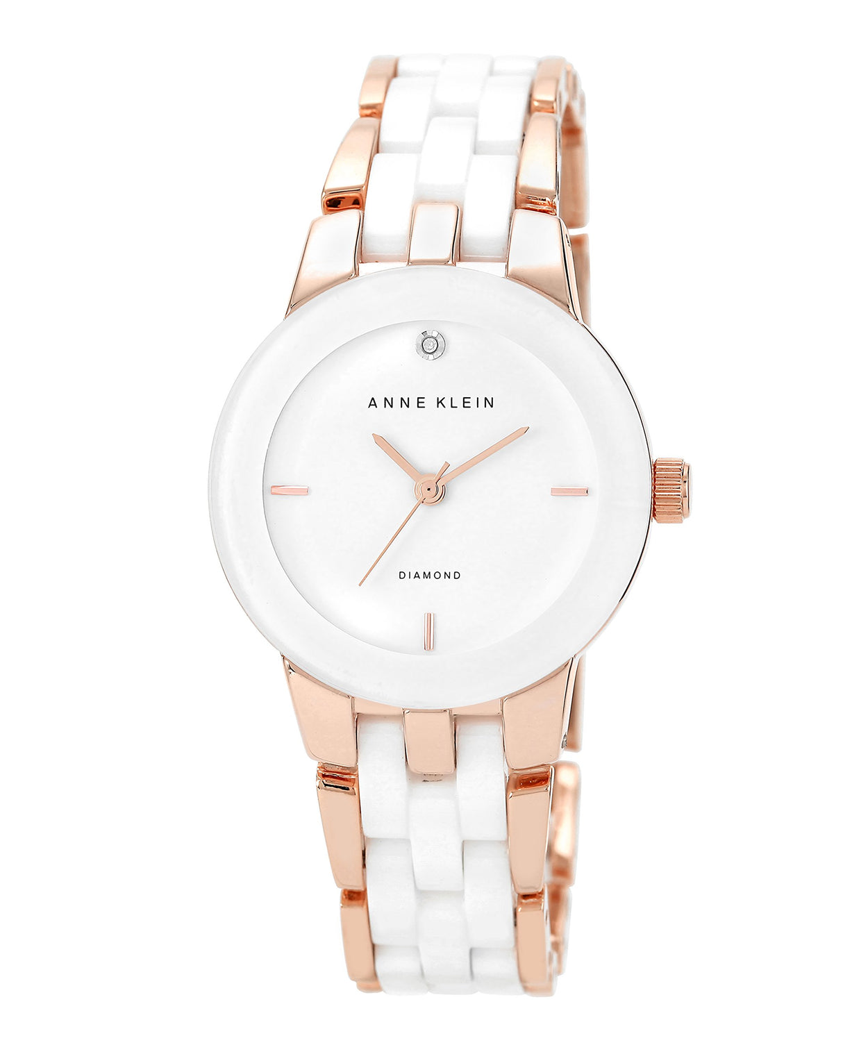 Reloj de pulsera con esfera de diamantes, dorado rosa.