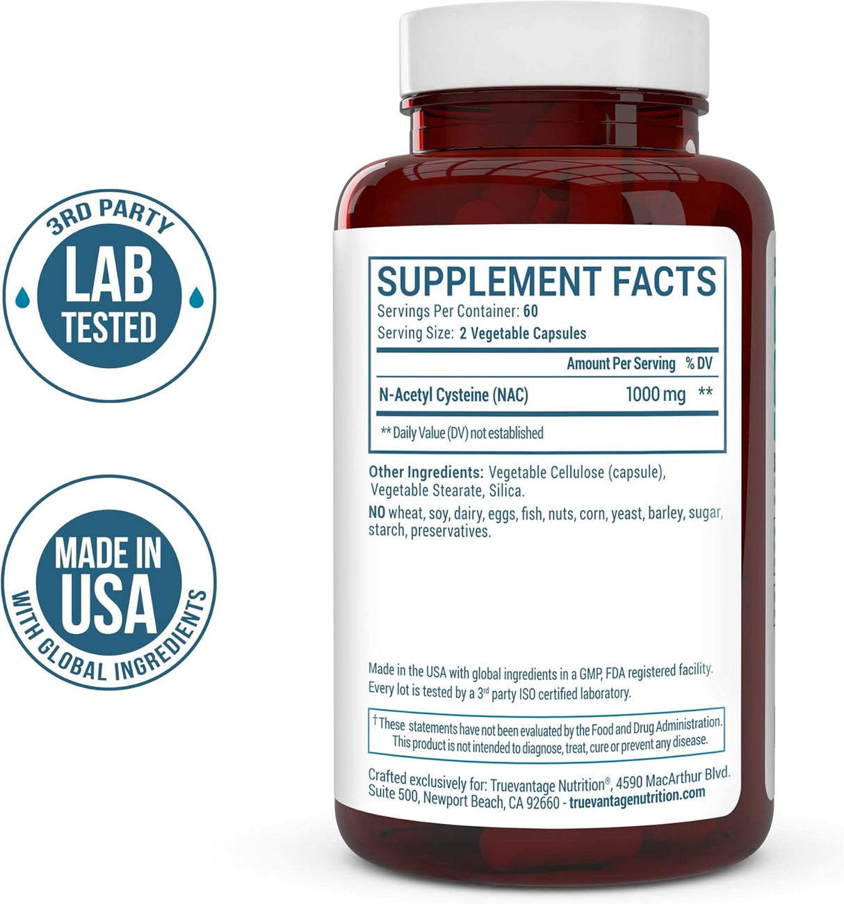 Suplemento NAC N-acetil cisteína 1000 mg-Apoyo antioxidante