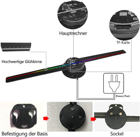 Ventilador Holográfico 3D Missyou, 16.5 Proyector 700 Videos