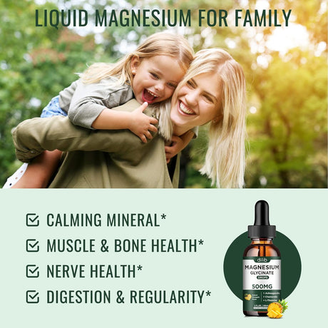 Glicinato de magnesio 500 mg  Calma y alivio del estrés